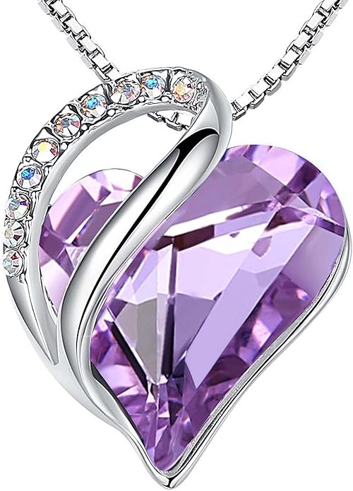 leafaelinfinitylove心形吊坠项链施华洛世奇水晶诞生石首饰送给女士